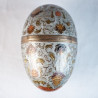 1900's Gold Blue Multicolor Floral Antique Russian Egg Enamel Brass Trinket Box